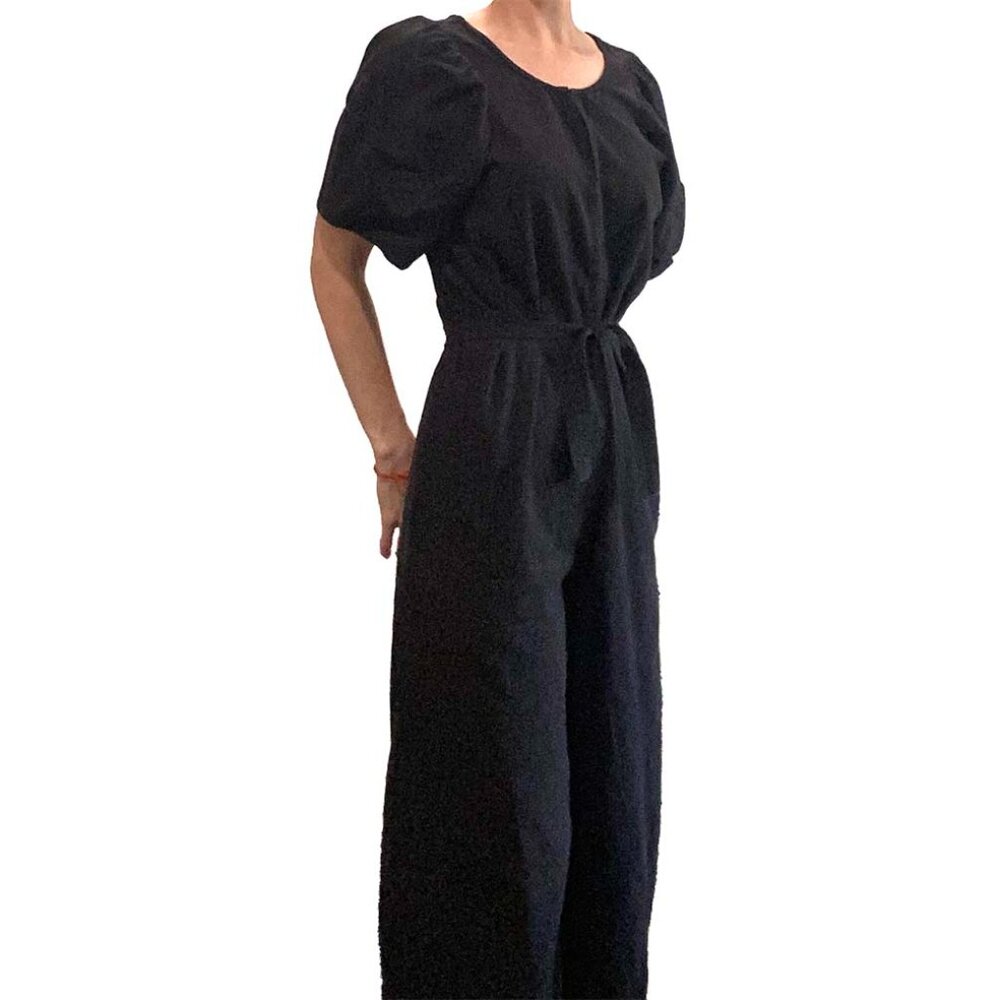 ✨ Apiece Apart Black Puff Sleeve Wide Leg Jumpsuit – Size 4 ✨